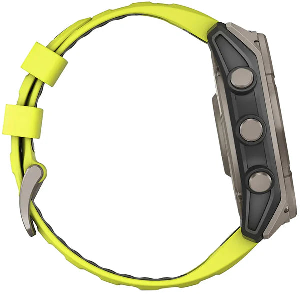 Garmin Fenix 8 Solar Yellow/Graphite Band Sunlight-Visible/Transflective MIP Display Compatible w/ iPhone/Android